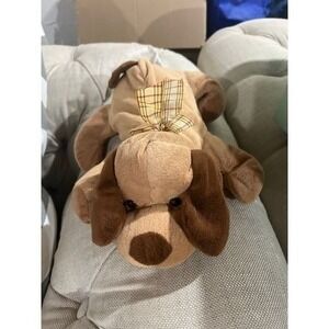 Best Made Toys Tan Brown Puppy Dog‎ Plush w/ Plaid Bow Stuffed Animal Toy 2013